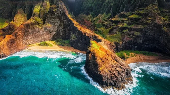 aerial view, landscape, sea wallpapers