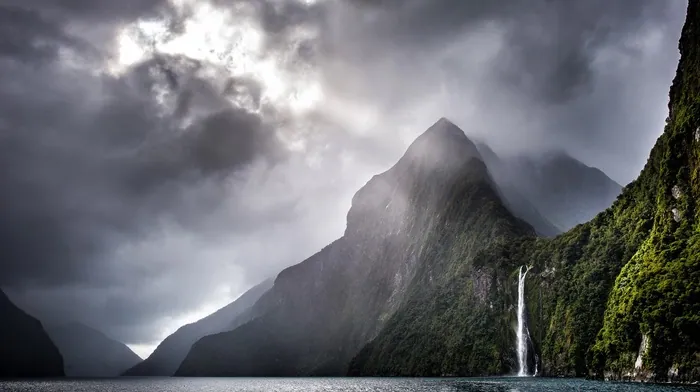 waterfall, sea, mist wallpapers