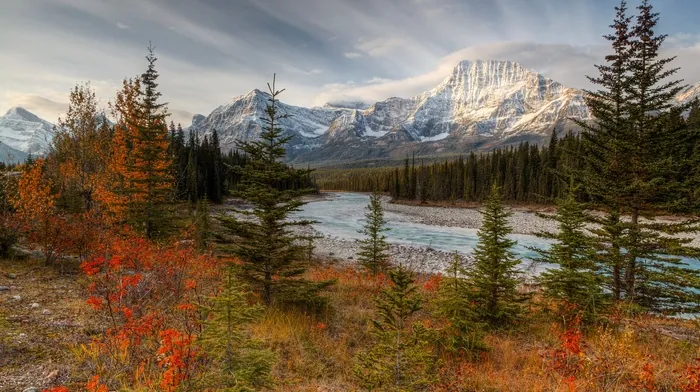 mountain, river, nature wallpapers