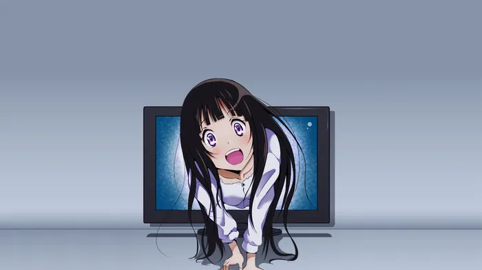 purple eyes, chitanda eru, anime wallpapers
