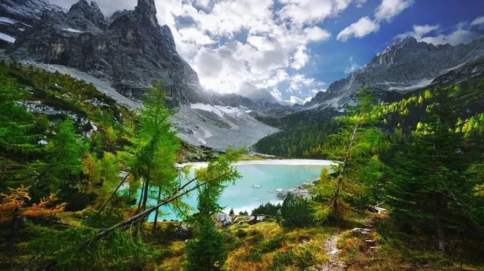 clouds, lake, mountain wallpapers