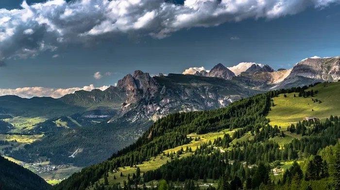 landscape, clouds, village wallpapers