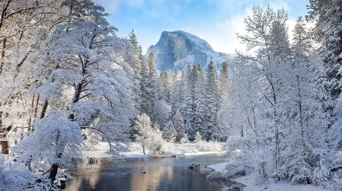 winter, river, nature wallpapers