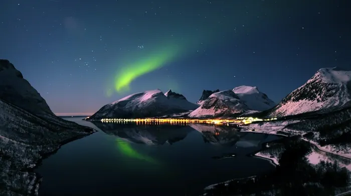 night, aurorae, sea wallpapers