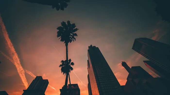 sunset, building, cityscape wallpapers