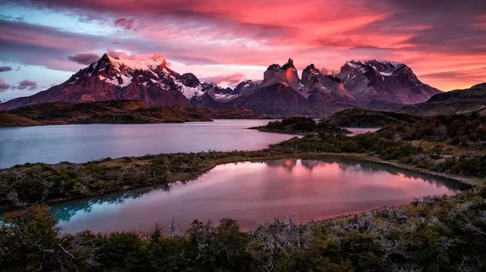 sunset, lake, landscape wallpapers