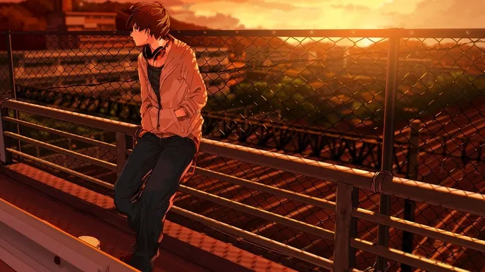 anime, landscape, bridge wallpapers