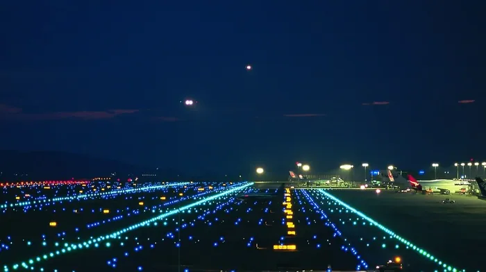 night, lights, airplane wallpapers
