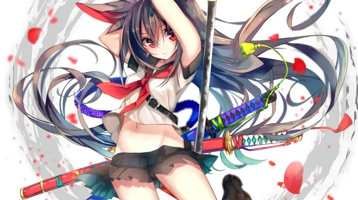 anime, animal ears, weapon wallpapers