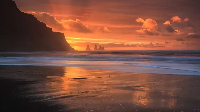 sea, orange, landscape wallpapers