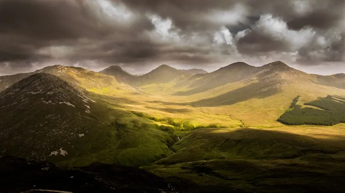 sun, green, mountains wallpapers