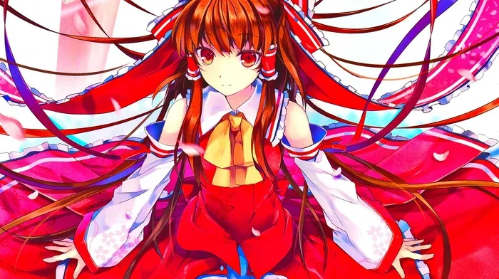 hakurei reimu, anime, red eyes wallpapers