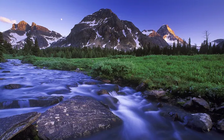 Canadian River Flowing Through Lush Green Field wallpapers