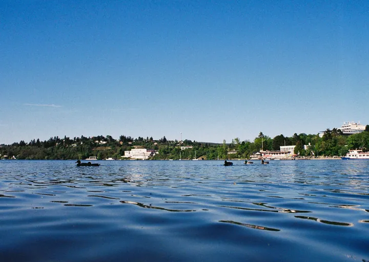Lake Scene With Boats And Trees — original wallpaper