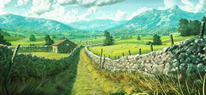 Stone Wall Along Country Road — original wallpaper