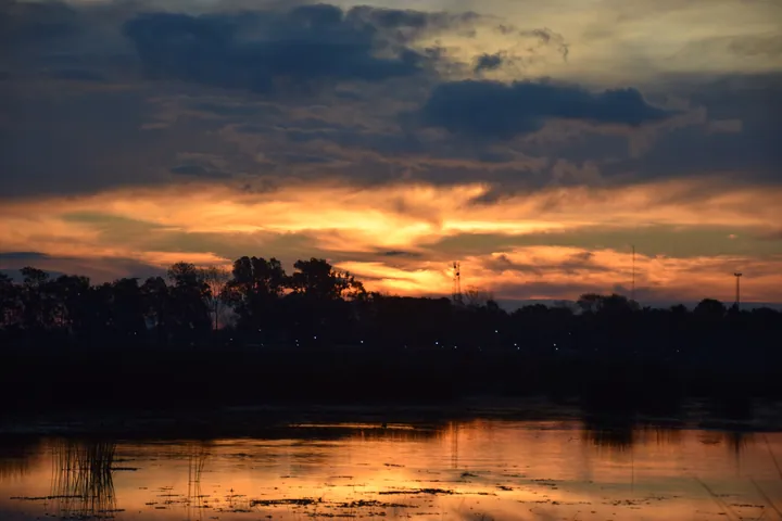Sunset Glow Over Water With Trees wallpapers