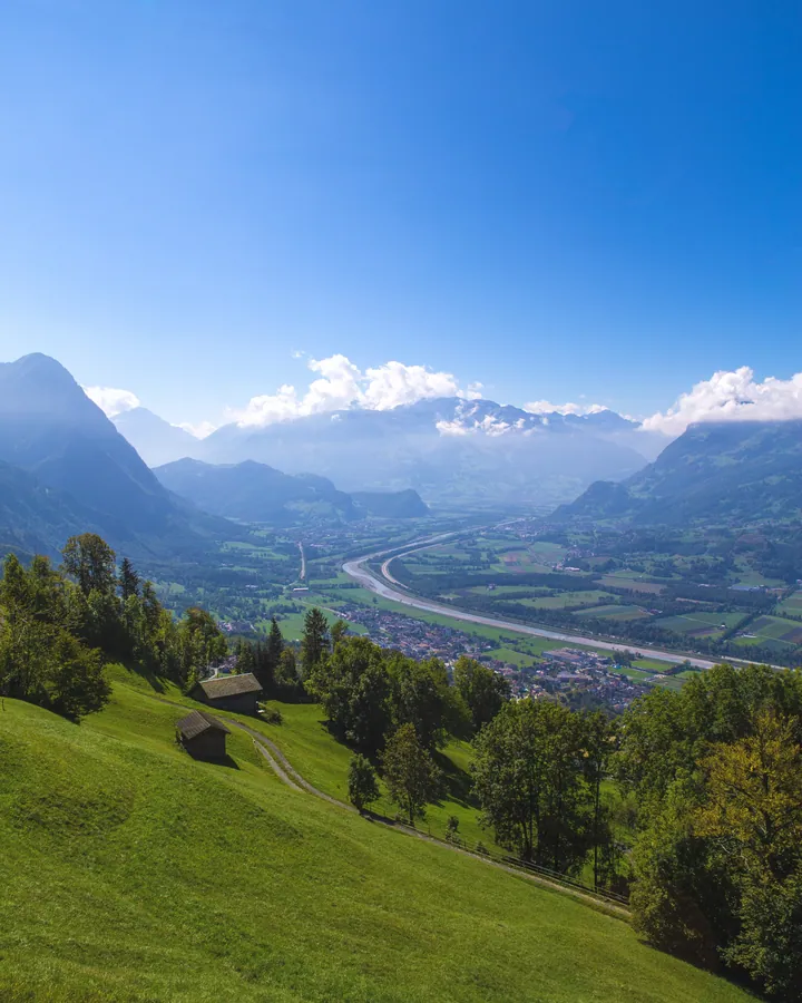 Mountain Valley River Landscape With Fog — original wallpaper