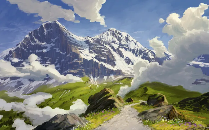 Mountain Path Through Lush Green Grass — original wallpaper