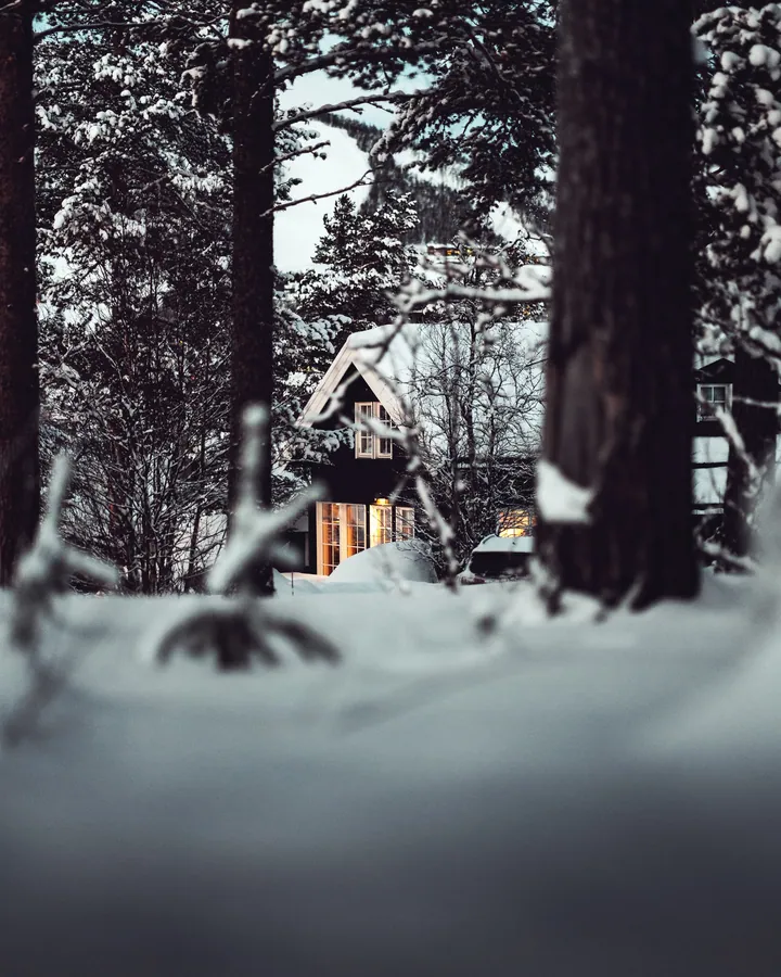 Snowy Forest Cabin In Winter Woods — original wallpaper