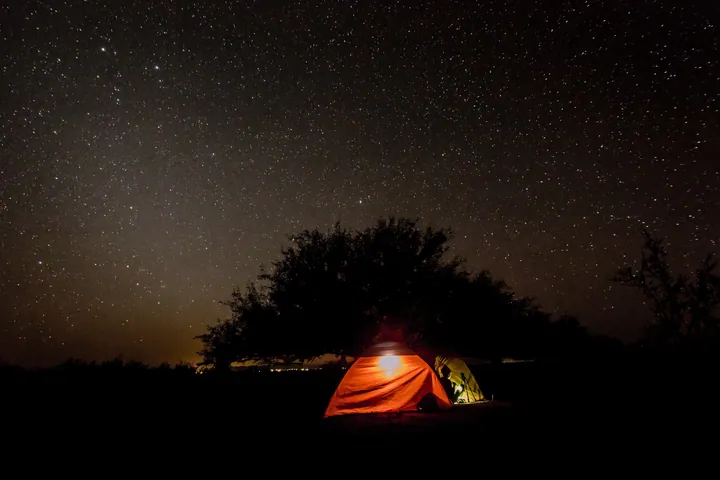 Tent In Starry Night Field — original wallpaper