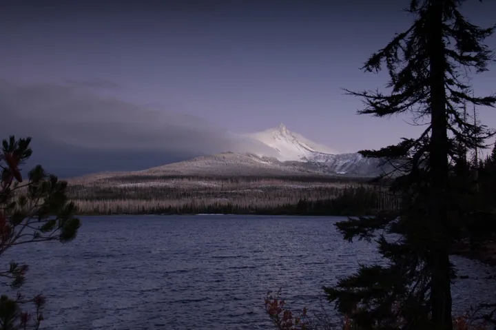 Snowy Mountain Lake At Night wallpapers