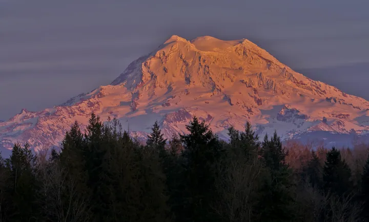 Snow-Covered Mountain With Sunset Glow — original wallpaper