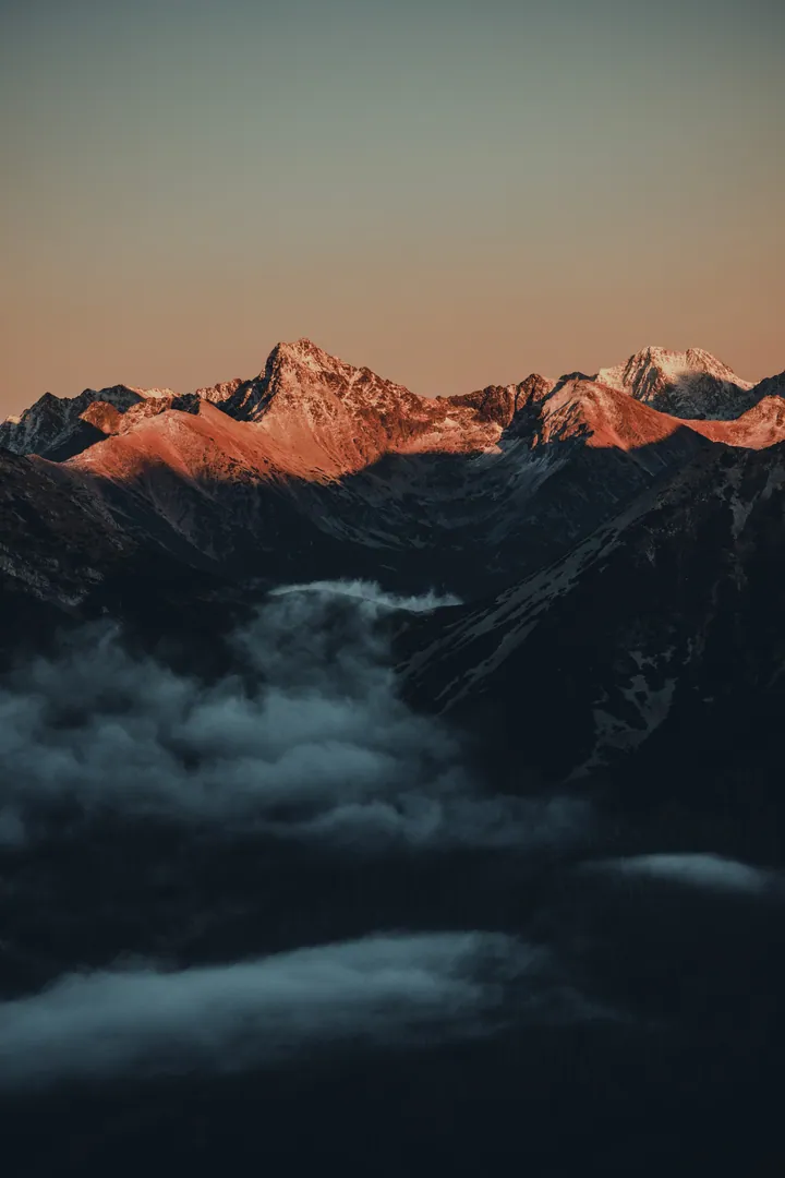 Mountains Clouds Valley Dusk Landscape — original wallpaper