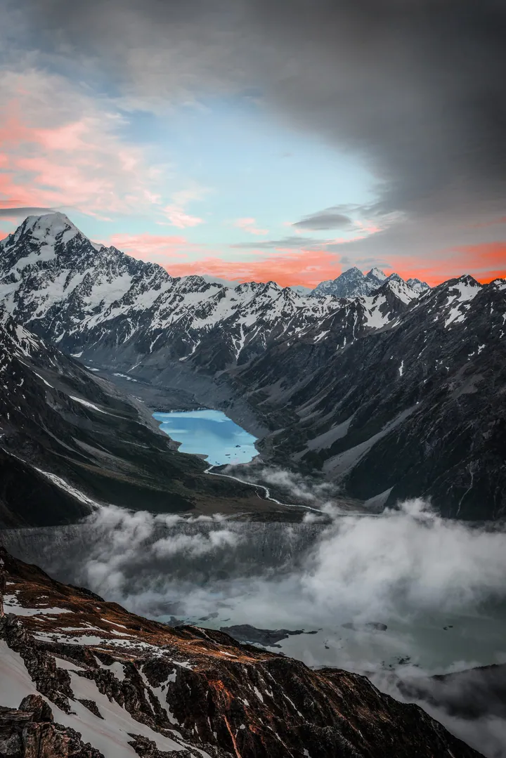 Aerial View of Snowy Mountain Landscape wallpapers
