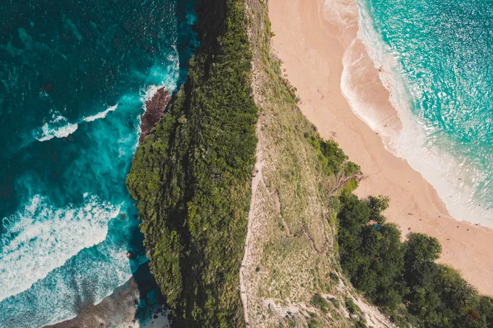 Aerial View Of Ocean Island Shore — original wallpaper