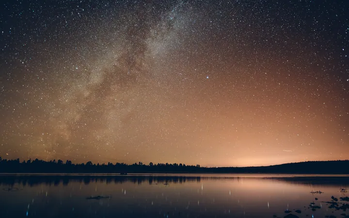 Starry Night Sky Over River wallpapers