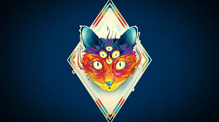 Diamond Fox Head On Blue Background wallpapers