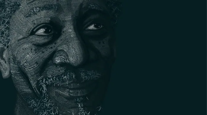 typographic portraits, typography, morgan freeman wallpapers
