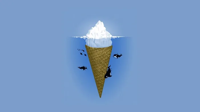 ice cream, sea, minimalism wallpapers