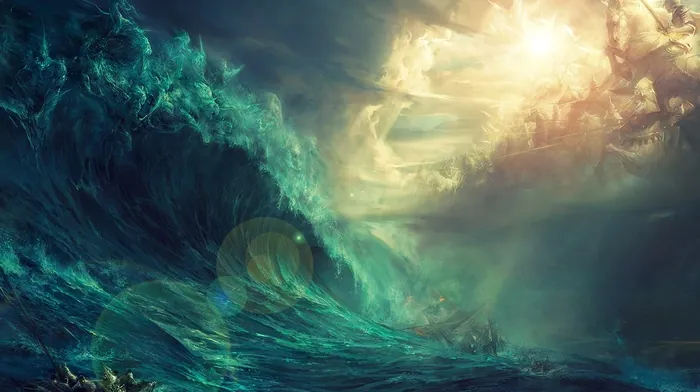 painting, lens flare, clouds wallpapers