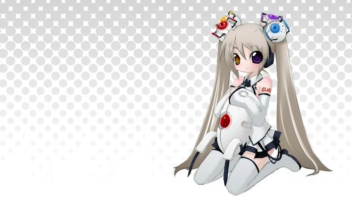 twintails, white, portal 2 wallpapers