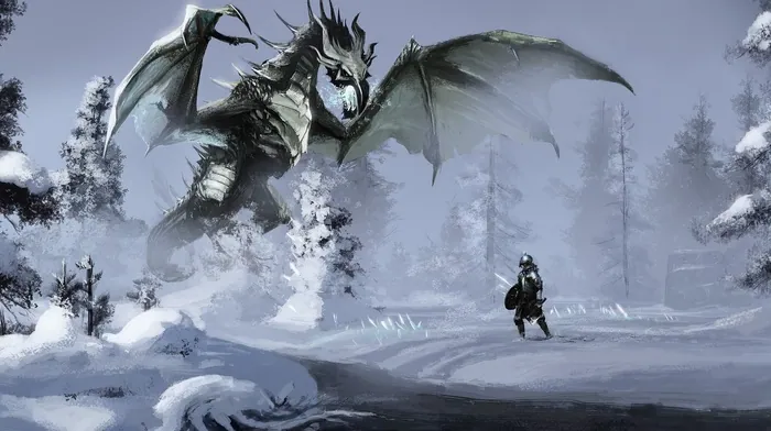 the elder scrolls v skyrim, fantasy art, dragon wallpapers