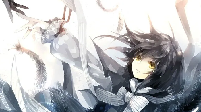 feathers, tears, anime girls wallpapers