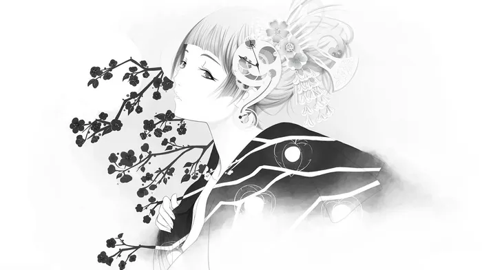 minimalism, kimono, sakura wallpapers