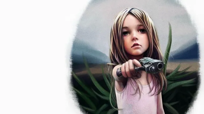 girlie, drawing, pistol wallpapers