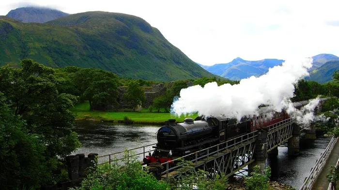 river, train, mountain wallpapers